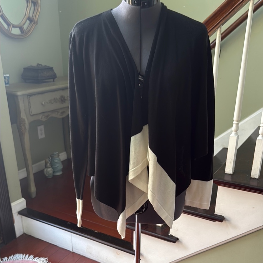 Calvin Klein Collection Black and White Cardigan Sweater